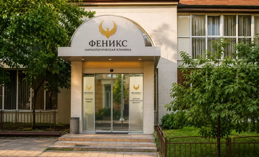 Вход в наркологическую клинику «Феникс» в Дне
